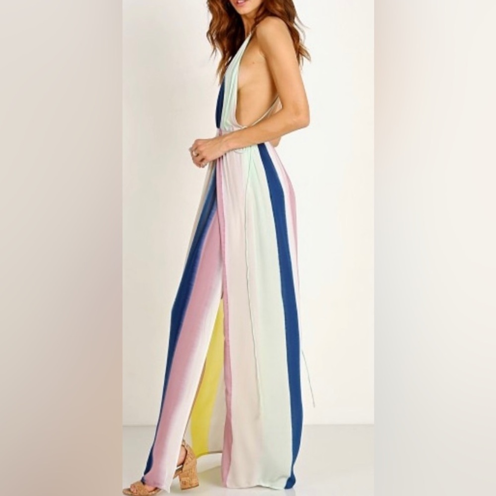 Indah River Maxi Dress Stripe Tropical Slit NEW - Picture 4 of 7